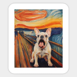 White French Bulldog The Scream Classic Paintings Sticker